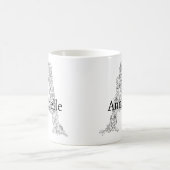 Monogramm Schwarz-weißer botanischer Blumenbrief A Kaffeetasse (Mittel)