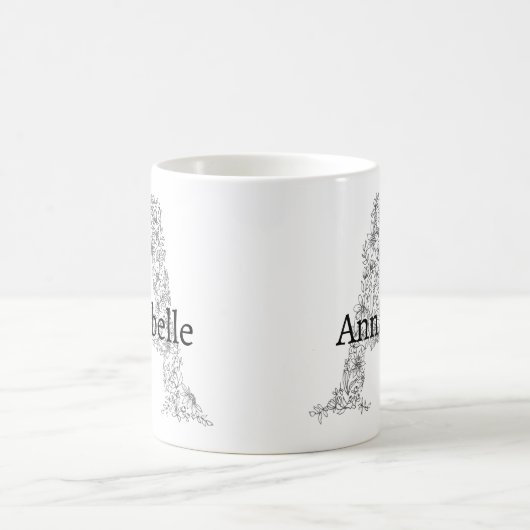 Monogramm Schwarz-weißer botanischer Blumenbrief A Kaffeetasse (Mittel)