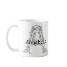 Monogramm Schwarz-weißer botanischer Blumenbrief A