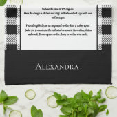 Monogramm Schwarz-weißer Büffelgingham kariert Geschirrtuch (Gefaltet)