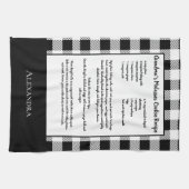 Monogramm Schwarz-weißer Büffelgingham kariert Geschirrtuch (Horizontal)
