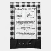 Monogramm Schwarz-weißer Büffelgingham kariert Geschirrtuch (Vertikal)