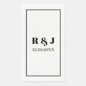 Monogramm Schwarz-weißer Coupname Hochzeit Serviette (Vorderseite)