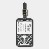 Monogramm-Schwarz-weißer feine Kunst-Deko Gepäckanhänger (Vorderseite vertikal)