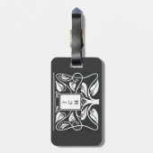 Monogramm-Schwarz-weißer feine Kunst-Deko Gepäckanhänger (Rückseite vertikal)