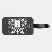Monogramm-Schwarz-weißer feine Kunst-Deko Gepäckanhänger (Rückseite horizontal)