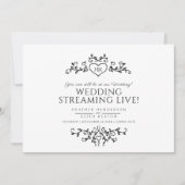 Monogramm Schwarz-weißer Hochzeitstream-QR-Code Ankündigung (Vorderseite)