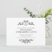 Monogramm Schwarz-weißer Hochzeitstream-QR-Code Ankündigung (Stehend Vorderseite)