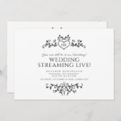 Monogramm Schwarz-weißer Hochzeitstream-QR-Code Ankündigung (Vorne/Hinten)