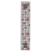 Monogramm Schwarz-weißer Karierter Roter Glitzer S Mittelgroßer Tischläufer (Vorderseite)