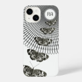Monogramm Schwarz-weißer Schmetterlingsweg iPhone Hülle (Rückseite)