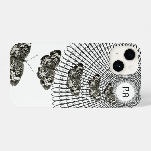 Monogramm Schwarz-weißer Schmetterlingsweg iPhone Hülle (Rückseite (Horizontal))