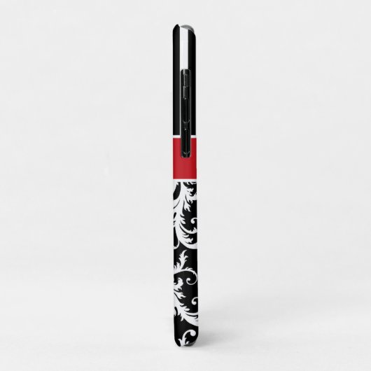 Monogramm Schwarz-weißer Streifen Damaskus Case-Mate iPhone Hülle (Hinten/Links)