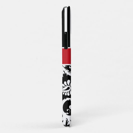 Monogramm Schwarz-weißer Streifen Damaskus Case-Mate iPhone Hülle (Hinten/Rechts)