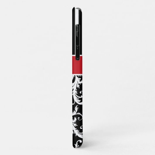 Monogramm Schwarz-weißer Streifen Damaskus Case-Mate iPhone Hülle (Hinten/Links)