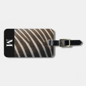 Monogramm Schwarz-weißer Zebra-Streifen Gepäckanhänger (Vorderseite horizontal)