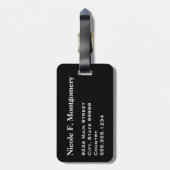 Monogramm Schwarz-weißer Zebra-Streifen Gepäckanhänger (Rückseite vertikal)