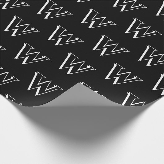 Monogramm Schwarz-weißes benutzerdefiniertes Anfan Geschenkpapier (Ecke)