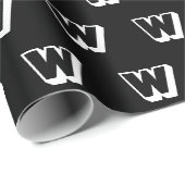 Monogramm Schwarz-weißes individuelles Anfangsmust Geschenkpapier (Rolleneckpunkt)