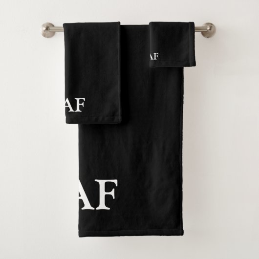 Monogramm Schwarz-weißes Minimalistisches Badetuch Badhandtuch Set (Insitu)
