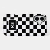 Monogramm Schwarz-weißes Prüfmuster iPhone 16 Hülle (Rückseite (Horizontal))