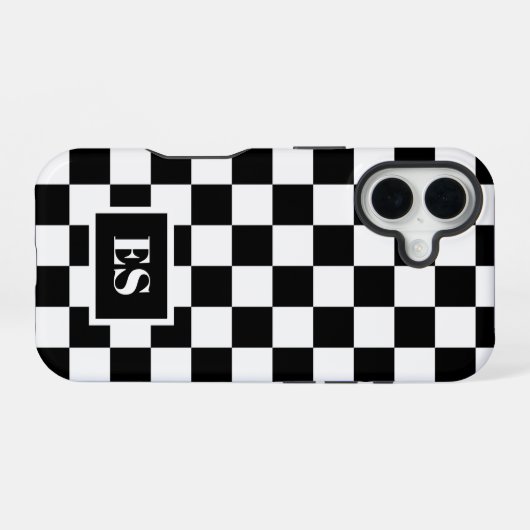 Monogramm Schwarz-weißes Prüfmuster iPhone 16 Hülle (Rückseite (Horizontal))