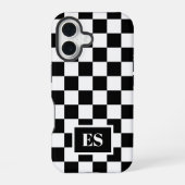 Monogramm Schwarz-weißes Prüfmuster iPhone 16 Hülle (Rückseite)