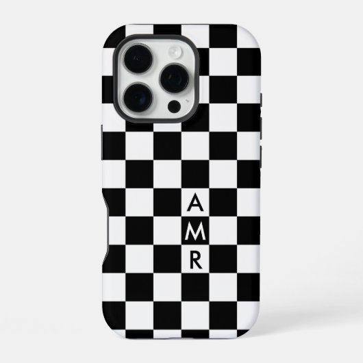 Monogramm Schwarz-weißes Prüfmuster iPhone Hülle (Rückseite)
