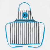 Monogramm Schwarz-weißes Streifenmuster Schürze (Vorderseite)
