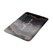 Monogramm Schwarze Gold Achat Geode Badematte (Schrägansicht)