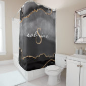 Monogramm Schwarze Gold Achat Geode Duschvorhang (Beispiel)
