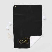 Monogramm Schwarze Goldene Anfangsbuchstaben Elega Golfhandtuch (Insitu)