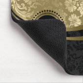 Monogramm Schwarze & Goldene Blumen-Damaskus 2 Mousepad (Ecke)