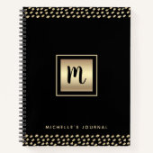 Monogramm schwarze Goldfolie Schrift Punkte modern Notizblock (Vorderseite)