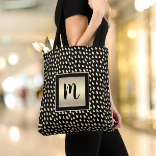 Monogramm schwarze Goldfolie Schrift Punkte modern Tasche