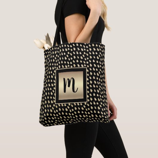 Monogramm Schwarze Goldfolie-Skript moderner, fein Tasche (Von Nahem)