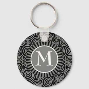 Monogramm Schwarze Grauspiralen - Mens Personalisi Schlüsselanhänger