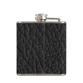 Monogramm-schwarze lederne Blick-Flasche Flachmann (Rückseite)