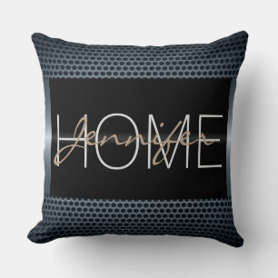 Monogramm Schwarze Metallische Löcher Metall-Look Kissen