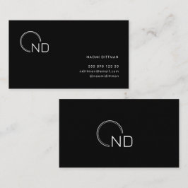 Monogramm Schwarze Minimalistische Visitenkarte