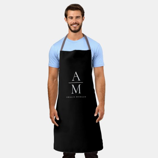 Monogramm Schwarze Personalisierte Schürze (Getragen)