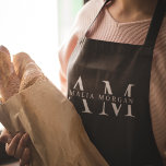 Monogramm Schwarze Personalisierte Schürze<br><div class="desc">Kochen Sie stilvoll mit dieser Monogram Black Personalisierte Schürze. Diese Schürze mit einem eleganten schwarzen Design und einem anpassbaren Monogramm verleiht jeder Küche eine Touch von Eleganz. Er ist aus langlebigen und hochwertigen Materialien gefertigt und bietet Komfort und Schutz. Er eignet sich sowohl für Amateure als auch für berufliche Koch....</div>