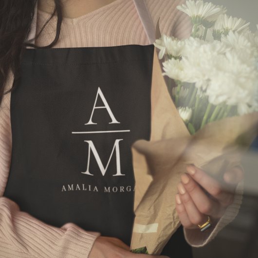 Monogramm Schwarze Personalisierte Schürze