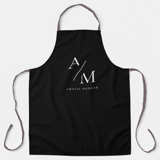 Monogramm Schwarze Personalisierte Schürze (Vorderseite)