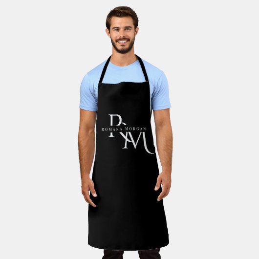 Monogramm Schwarze Personalisierte Schürze (Getragen)