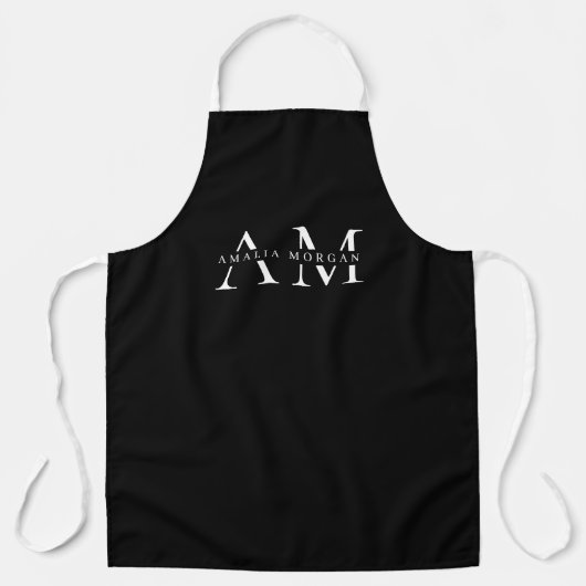 Monogramm Schwarze Personalisierte Schürze (Vorderseite)