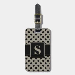 Monogramm schwarze Punkte auf Aluminium Silbergrau Gepäckanhänger