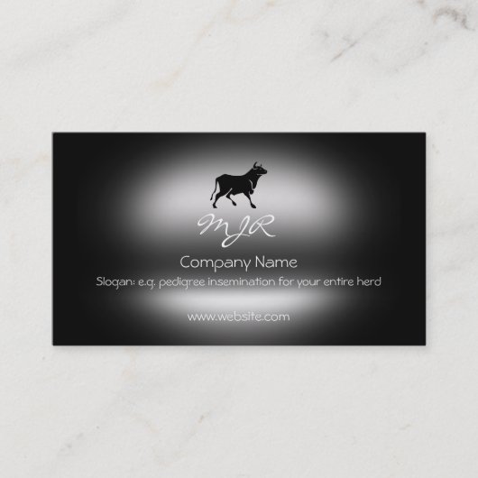 Monogramm, schwarze Stier-Silhouette, Visitenkarte (Vorderseite)