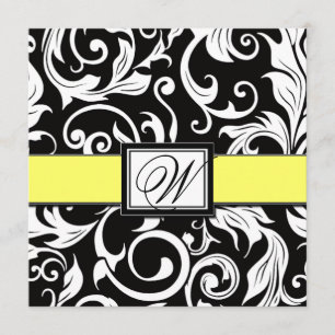 Monogramm-schwarze u. gelbe einladung
