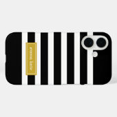 Monogramm schwarze und goldene Preppy-Streifen Case-Mate iPhone Hülle (Rückseite (Horizontal))